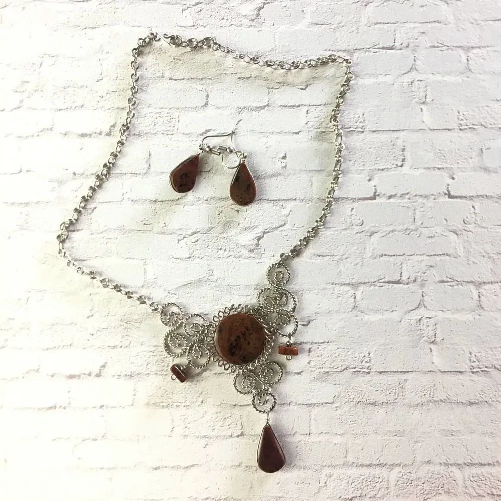 Peruvian Stone Necklace & Earring Set